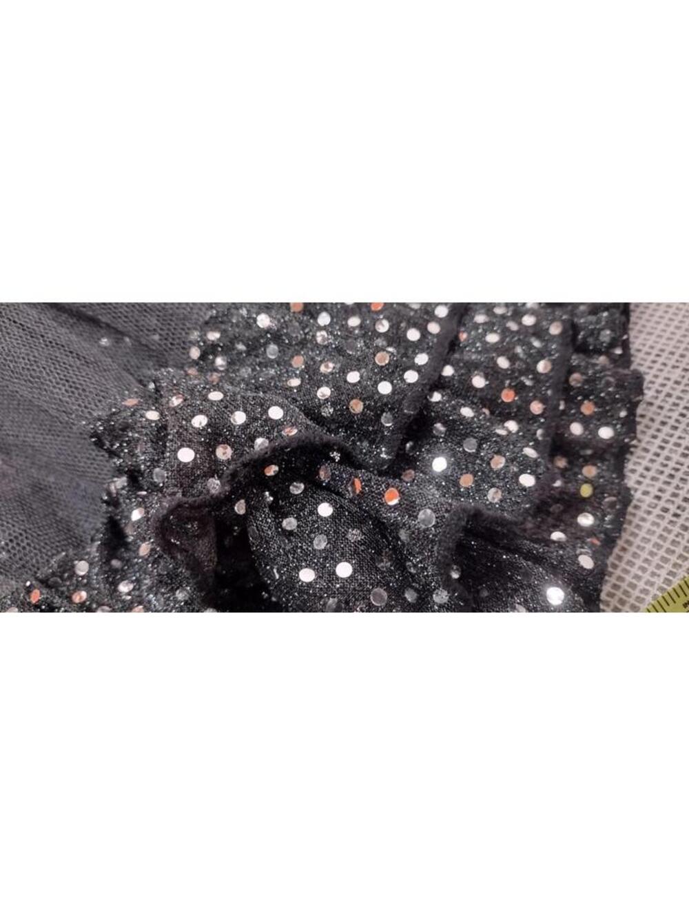 Skirt Raver Black Tulle Sexy Skirt Plastic Faux Silver Sequin Waist 24 in Xs S - Picture 11 of 16